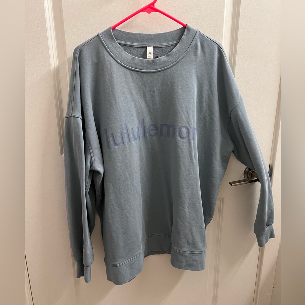 SOLD - NWOT Perfectly Oversized Graphic Crew (Chambray)